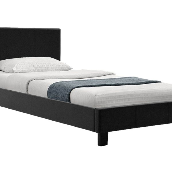 Κρεβάτι Nevil pakoworld 100x200 PU χρώμα μαύρο ματ