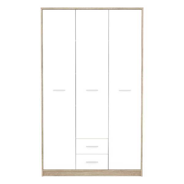 Ντουλάπα ρούχων Serenity pakoworld τρίφυλλη sonoma-λευκό 118.5x54x196.5εκ