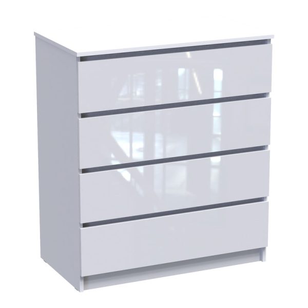 Συρταριέρα Dicama pakoworld mdf σε λευκη glossy απόχρωση 90x47x101εκ