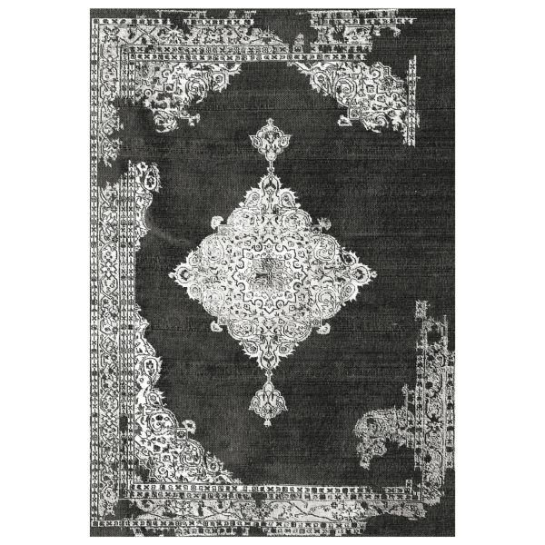 ΧΑΛΙ ΣΑΛΟΝΙΟΥ VINTAGE ΜΕ ΚΡΟΣΙΑ JOSIANE  HM7677.17 ΜΑΥΡΟ 120X170 εκ.