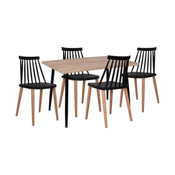 ΣΕΤ 5ΤΜΧ ΤΡΑΠΕΖΙ 140x80x76 cm SONAMA & ΚΑΡΕΚΛΕΣ VANESSA ΜΑΥΡΕΣ ΜΕΤΑΛΛΙΚΑ ΠΟΔΙΑ HM11037