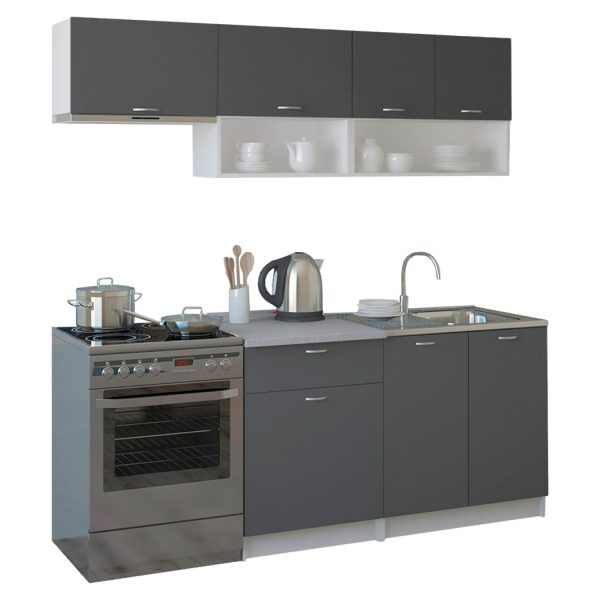 ΣΥΝΘΕΣΗ ΚΟΥΖΙΝΑΣ BLAINE ΜΕΛΑΜΙΝΗ ΓΚΡΙ HM2439.10 120x46-29,2εκ.