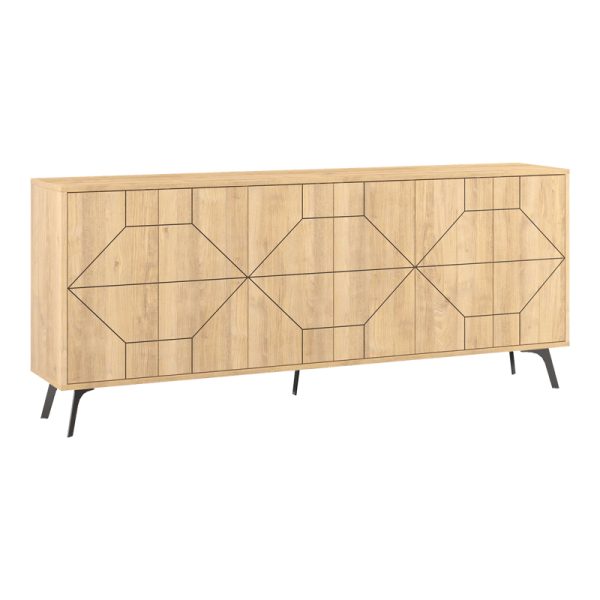Μπουφές Dune pakoworld σε φυσική απόχρωση 181x35x77.4εκ