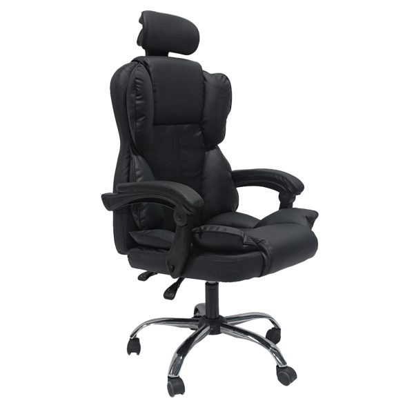 ΚΑΡΕΚΛΑ ΓΡΑΦΕΙΟΥ OCTAVIUS HM1202 ΜΑΥΡΟ PVC & NYLON-ΜΕΤΑΛ.ΧΡΩΜΙΟ ΒΑΣΗ 63x73x129Υεκ