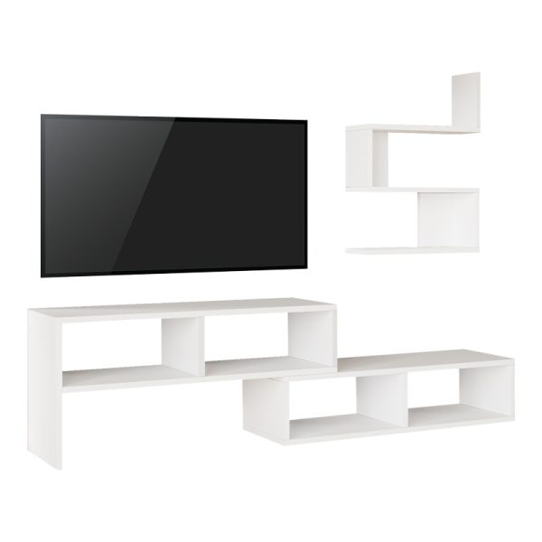 Σύνθετο σαλονιού Kakomo pakoworld σε λευκή απόχρωση 170x29.5x43εκ