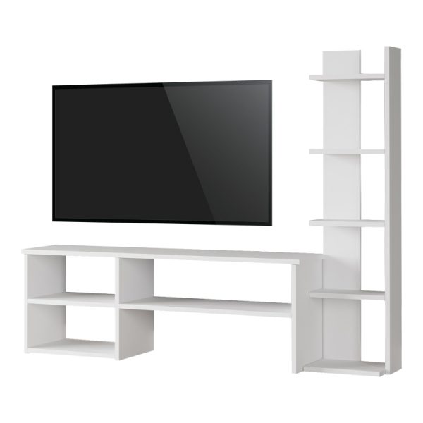 Σύνθετο σαλονιού Perla pakoworld σε λευκή απόχρωση 120x29.5x41,8εκ