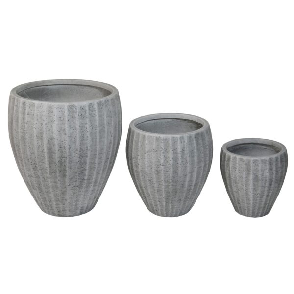 ΣΕΤ 3ΤΜΧ ΓΛΑΣΤΡΕΣ ΣΤΡΟΓΓΥΛΕΣ ΣΕΙΡΑ GARDENER HM4728 FIBERCLAY-ΧΡΩΜΑ CEMENT Φ48x56Υεκ