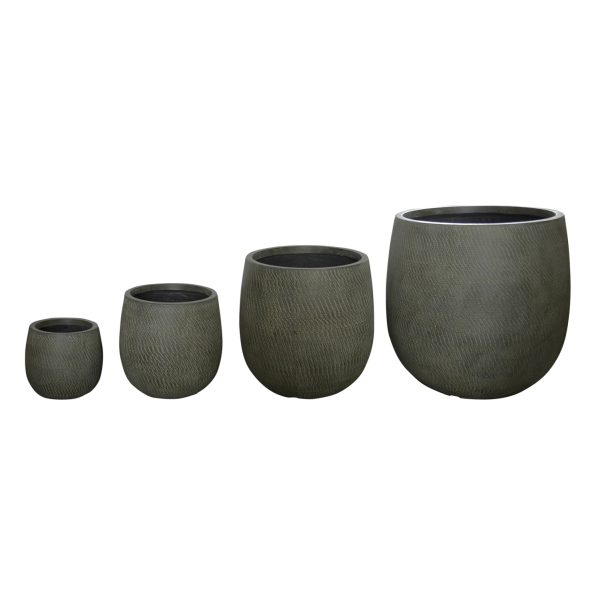 ΣΕΤ 4ΤΜΧ ΓΛΑΣΤΡΕΣ ΣΤΡΟΓΓΥΛΕΣ GARDENER HM4726 FIBERCLAY ΓΚΡΙΖΟΠΡΑΣΙΝΟ Φ52x55Υεκ