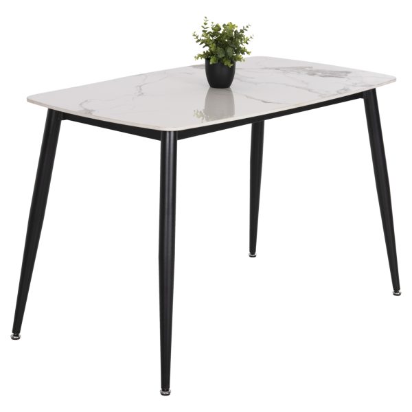 ΤΡΑΠΕΖΙ RAVEN HM9854.01 ΚΕΡΑΜΙΚΟ TOP ΜΑΤ ΛΕΥΚΟ ΜΑΡΜΑΡΟ-ΜΑΥΡΟ ΜΕΤΑΛΛΟ 120x70x73Υεκ.