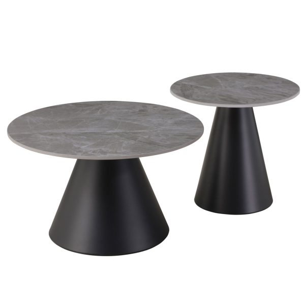 ΤΡΑΠΕΖΙΑ ΣΑΛΟΝΙΟΥ RIDGE HM18266.03 ΚΕΡΑΜΙΚΑ TOP ΜΕ ΟΨΗ ΓΚΡΙ ΜΑΡΜΑΡΟΥ Φ50εκ & Φ70εκ