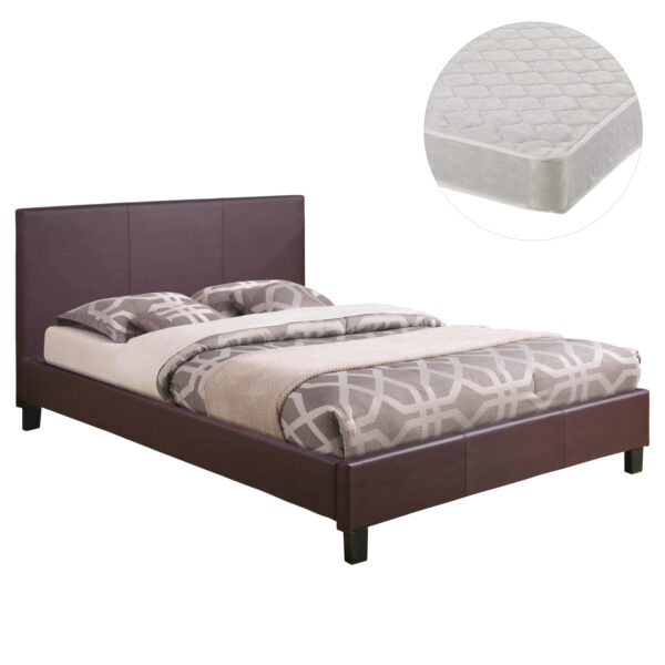 ΚΡΕΒΑΤΙ ΜΕ ΣΤΡΩΜΑ BECCA HM21283.02 ΚΑΦΕ PU--ΓΙΑ 150x200εκ
