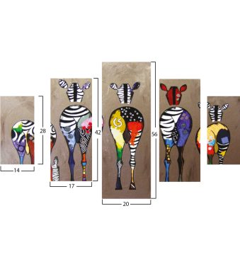pinakas-pentaptycho-mdf-colorful-zebras-1